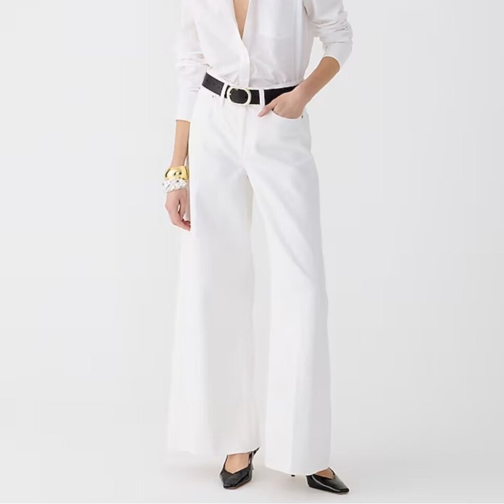 J. Crew High-Rise Superwide-Leg Pants in White